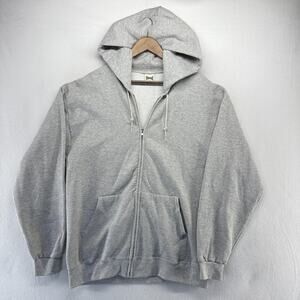 Vintage Blank Hoodie Men's Medium Gray Zip USA Made Pocket Hooded Sweatshirt NEW